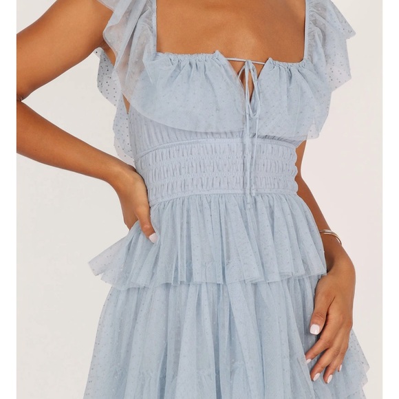 Petal and Pup Belle Swiss Dot Tulle Tiered Maxi Dress - Picture 3 of 8